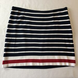 Banana Republic Pencil Skirt Women 12 Blue Nautical Stripe Stretch Ponte Knit